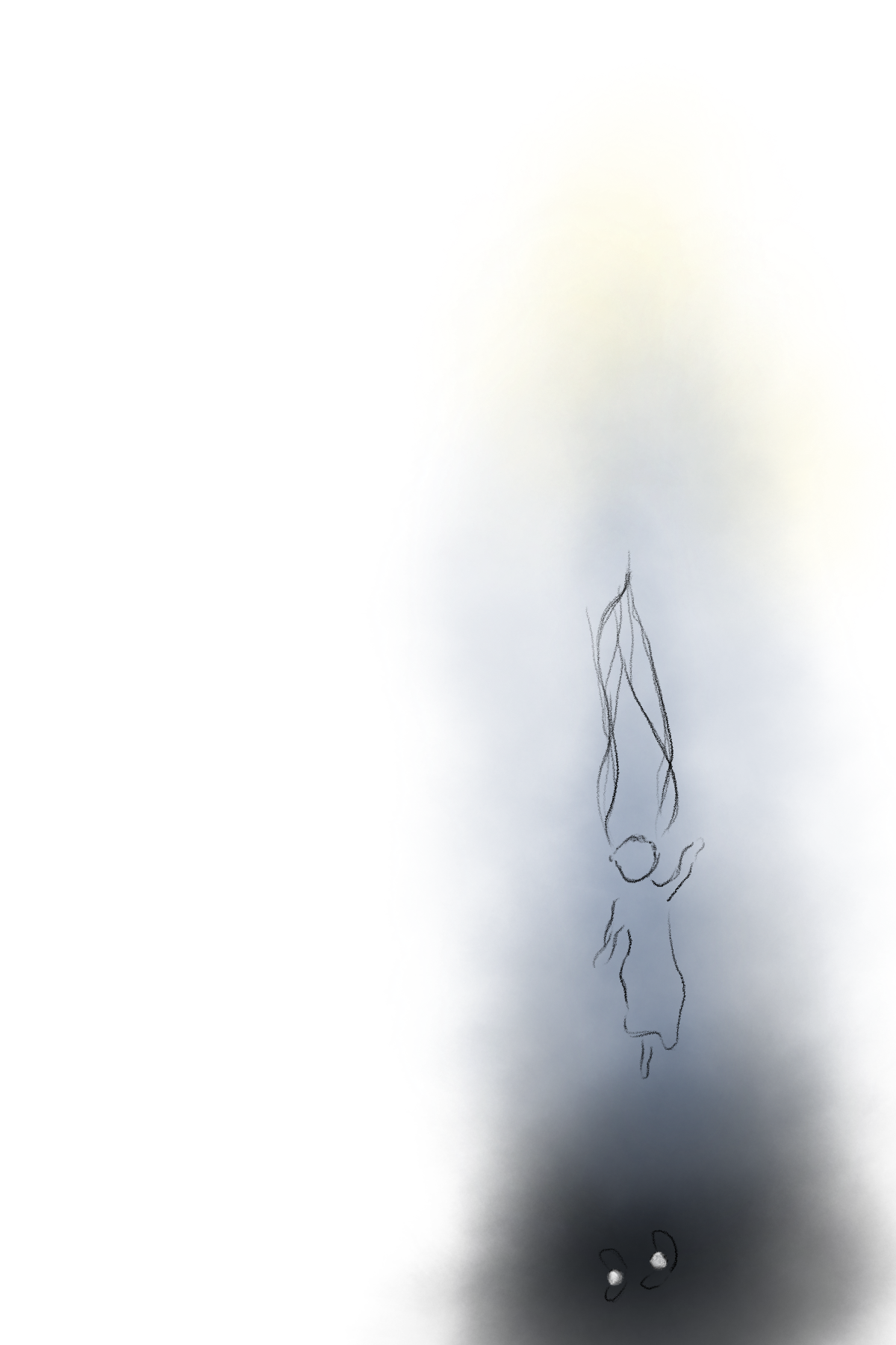 A woman sinking deeper into the water, but there are pearls below.